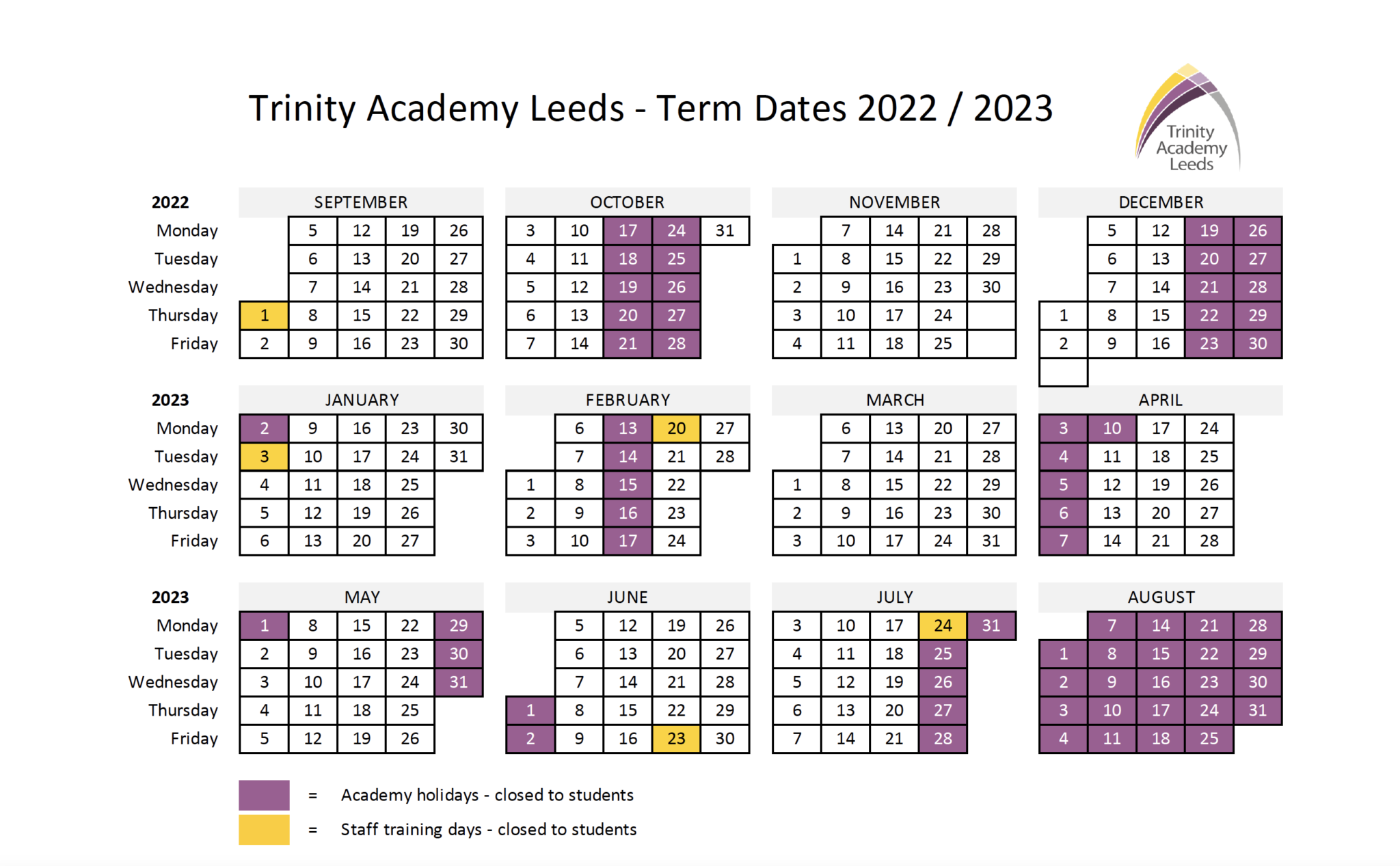 term-dates-trinity-academy-leeds